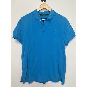 American Eagle Polo Shirt Mens L Aqua Blue Short Sleeve Vintage Casual